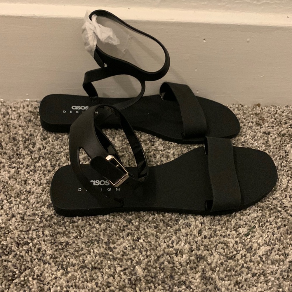 Brand new matte black strapped ASOS sandals